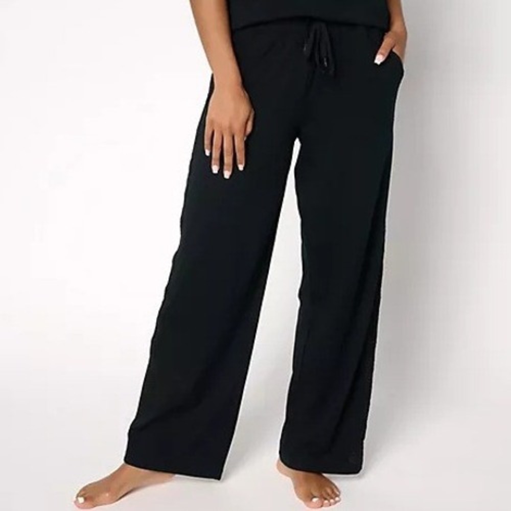 Cuddl Duds Womens Small Black Cottonwear Straight‎ Leg Lounge Pant A683084